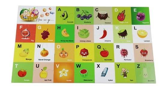Les enfants parquettent les jeux et les puzzles éducatifs de casse-tête de fruit d'alphabet pour 5 ans