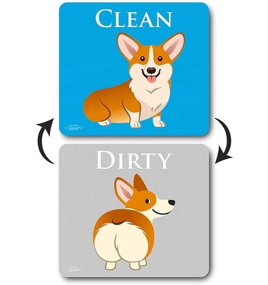 signe sale de bande dessinée de lave-vaisselle propre sale animal réversible d'aimant pour la cuisine