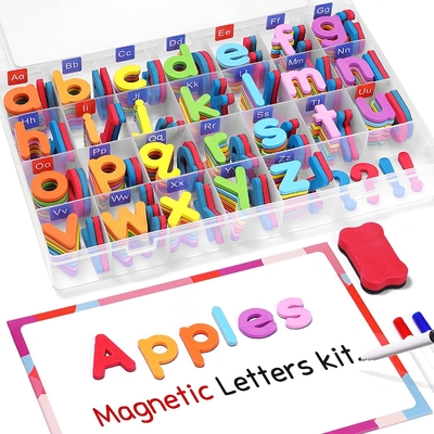 Les lettres magnétiques de salle de classe que le kit 208 morceaux doublent les feuilles dégrossies d'aimant écument alphabet pour des élèves du cours préparatoire Spel