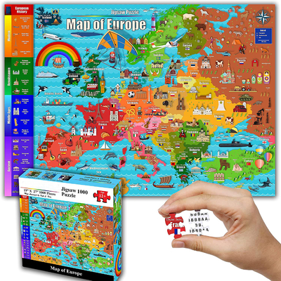 Carte de l'Europe de couleur casse-tête de papier de 1000 morceaux pour des familles d'adultes d'années de l'adolescence des enfants 12+