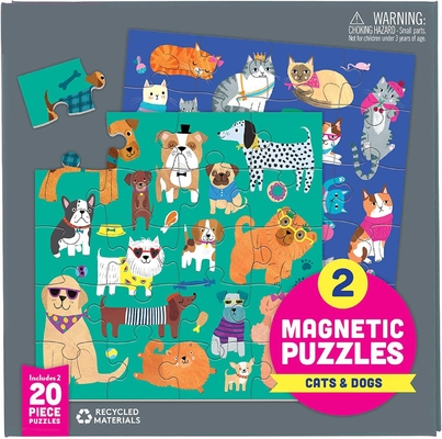 Casse-tête magnétique 6,5 x 6,5&quot; de chiens de chats multicolore